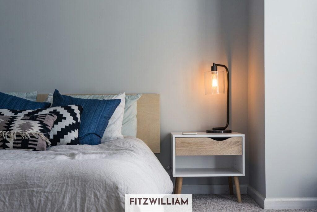 black table lamp on nightstand