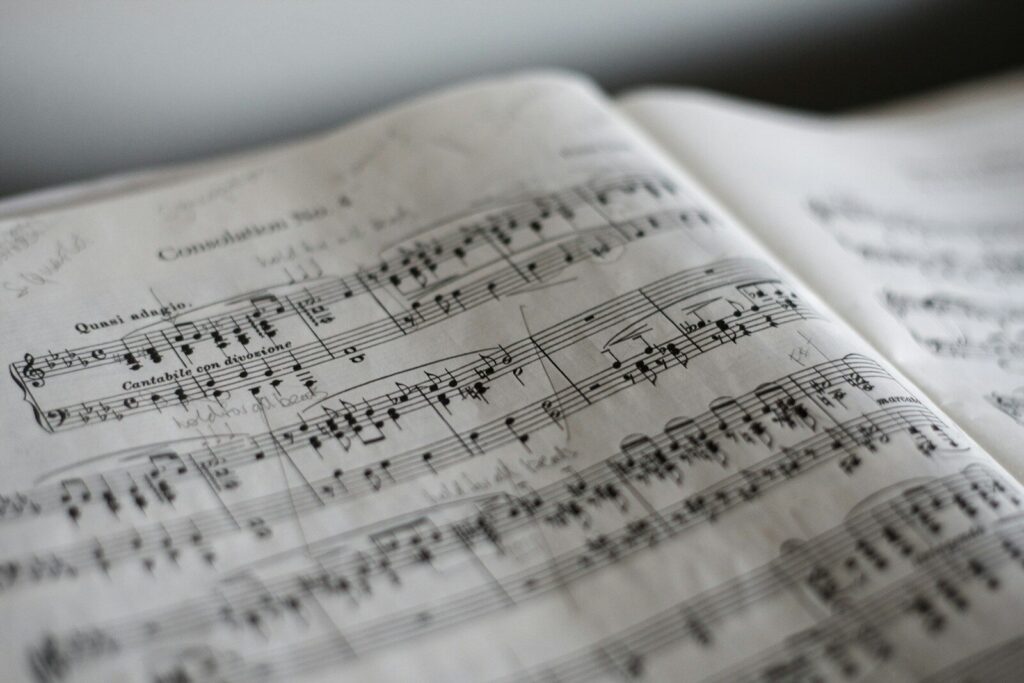Partitura de música de cámara para cuarteto de cuerda